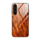 For Samsung Galaxy S24+ 5G Wood Grain Glass Phone Case(Light Brown)