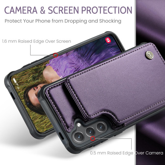 For Samsung Galaxy S24+ 5G CaseMe C22 PC+TPU Business Style RFID Anti-theft Leather Phone Case(Purple)