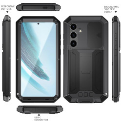 For Samsung Galaxy S24+ 5G R-JUST Sliding Camera Life Waterproof Holder Phone Case(Black)