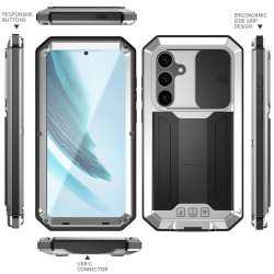 For Samsung Galaxy S24+ 5G R-JUST Sliding Camera Life Waterproof Holder Phone Case(Silver)