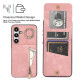 For Samsung Galaxy S24+ 5G Retro Ring and Zipper RFID Card Slot Phone Case(Pink)