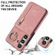 For Samsung Galaxy S24+ 5G Retro Ring and Zipper RFID Card Slot Phone Case(Pink)