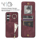 For Samsung Galaxy S24+ 5G Retro Ring and Zipper RFID Card Slot Phone Case(Wine Red)