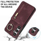 For Samsung Galaxy S24+ 5G Retro Ring and Zipper RFID Card Slot Phone Case(Wine Red)