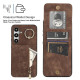 For Samsung Galaxy S24+ 5G Retro Ring and Zipper RFID Card Slot Phone Case(Brown)