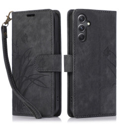 For Samsung Galaxy S24+ / S25+ 5G Orchid Butterfly Embossed Leather Phone Case(Black)