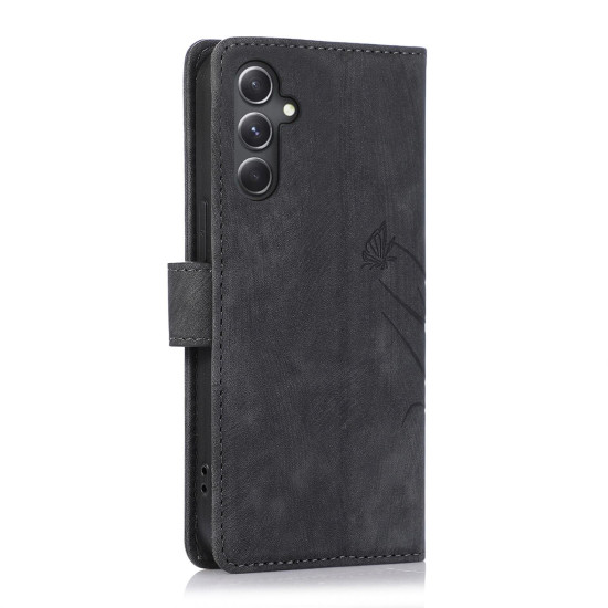 For Samsung Galaxy S24+ / S25+ 5G Orchid Butterfly Embossed Leather Phone Case(Black)
