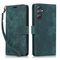 For Samsung Galaxy S24+ / S25+ 5G Orchid Butterfly Embossed Leather Phone Case(Green)