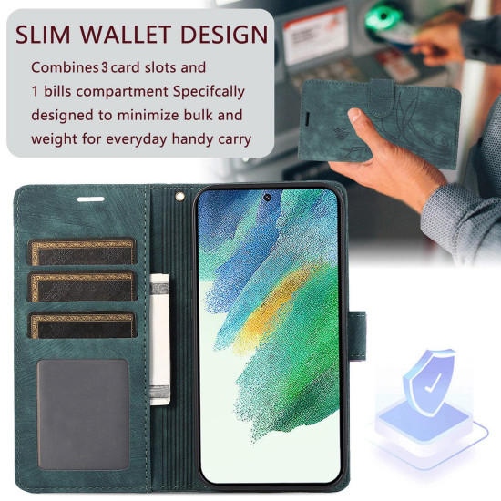 For Samsung Galaxy S24+ / S25+ 5G Orchid Butterfly Embossed Leather Phone Case(Green)