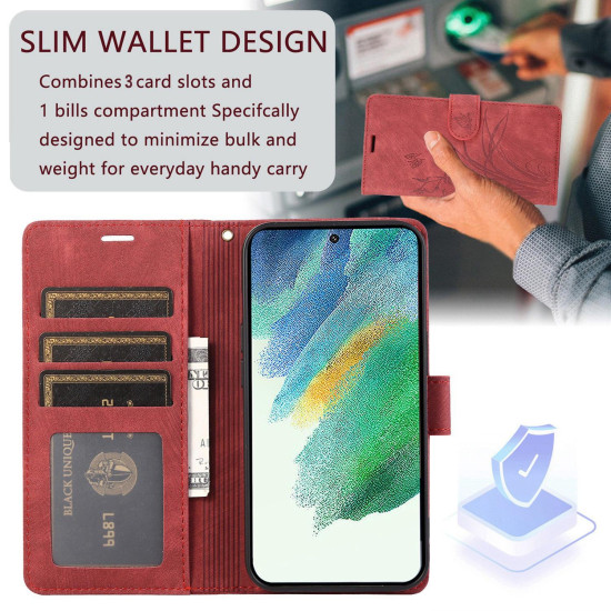 For Samsung Galaxy S24+ / S25+ 5G Orchid Butterfly Embossed Leather Phone Case(Red)