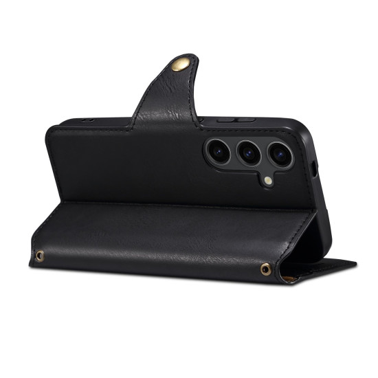 For Samsung Galaxy S24+ 5G Denior Cowhide Texture Wallet Style Leather Phone Case(Black)