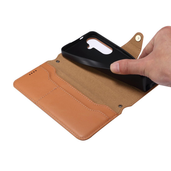 For Samsung Galaxy S24+ 5G Denior Cowhide Texture Wallet Style Leather Phone Case(Brown)