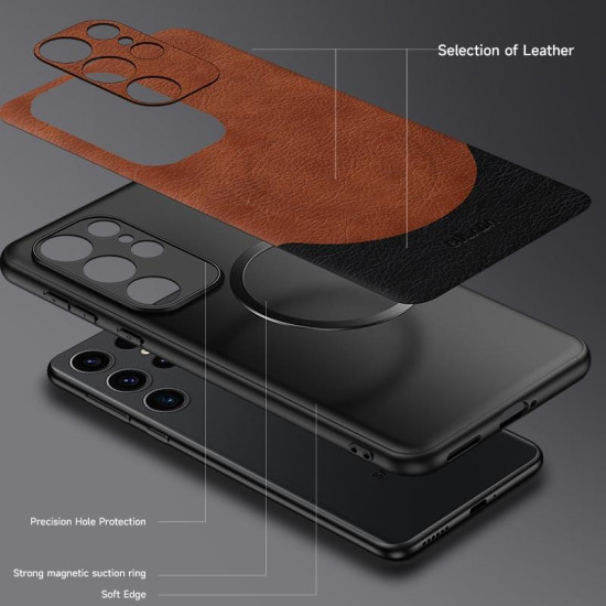 For Samsung Galaxy S24+ 5G SULADA Stitching Leather MagSafe Magnetic Phone Case(Black)