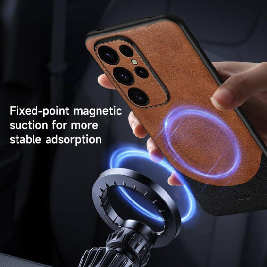 For Samsung Galaxy S24+ 5G SULADA Stitching Leather MagSafe Magnetic Phone Case(Black)