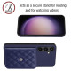 For Samsung Galaxy S24+ 5G Rhombic Texture Card Bag RFID Phone Case with Long Lanyard(Blue)