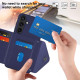 For Samsung Galaxy S24+ 5G Rhombic Texture Card Bag RFID Phone Case with Long Lanyard(Blue)