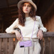 For Samsung Galaxy S24+ 5G Rhombic Texture Card Bag RFID Phone Case with Long Lanyard(Light Purple)
