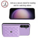 For Samsung Galaxy S24+ 5G Rhombic Texture Card Bag RFID Phone Case with Long Lanyard(Light Purple)