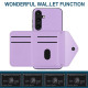 For Samsung Galaxy S24+ 5G Rhombic Texture Card Bag RFID Phone Case with Long Lanyard(Light Purple)