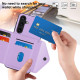 For Samsung Galaxy S24+ 5G Rhombic Texture Card Bag RFID Phone Case with Long Lanyard(Light Purple)