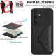 For Samsung Galaxy S24+ 5G Rhombic Texture Card Bag RFID Phone Case with Long Lanyard(Black)