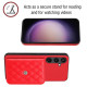 For Samsung Galaxy S24+ 5G Rhombic Texture Card Bag RFID Phone Case with Long Lanyard(Red)