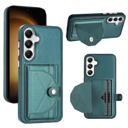 For Samsung Galaxy S24+ 5G Shockproof Leather Phone Case with Card Holder(Green)