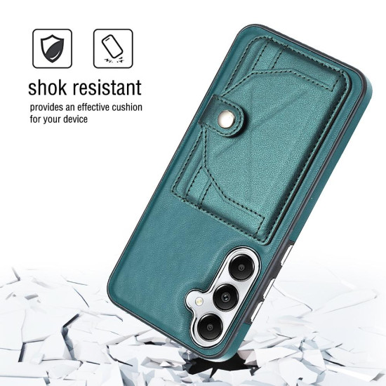 For Samsung Galaxy S24+ 5G Shockproof Leather Phone Case with Card Holder(Green)