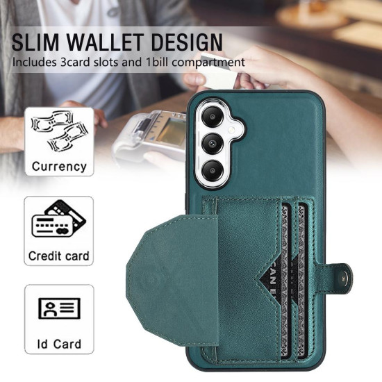 For Samsung Galaxy S24+ 5G Shockproof Leather Phone Case with Card Holder(Green)