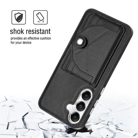For Samsung Galaxy S24+ 5G Shockproof Leather Phone Case with Card Holder(Black)