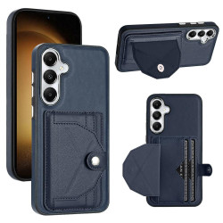 For Samsung Galaxy S24+ 5G Shockproof Leather Phone Case with Card Holder(Blue)