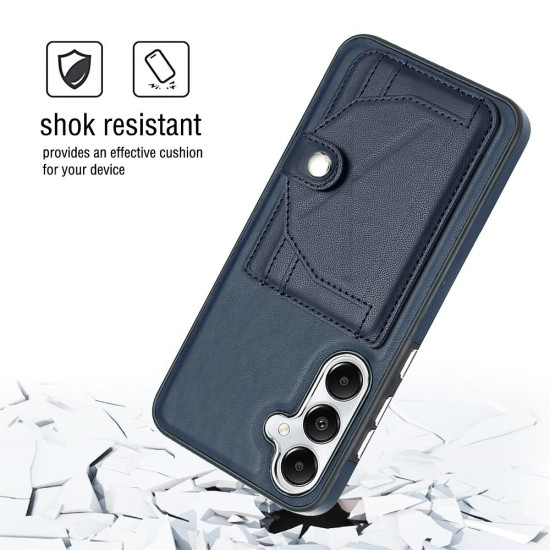 For Samsung Galaxy S24+ 5G Shockproof Leather Phone Case with Card Holder(Blue)