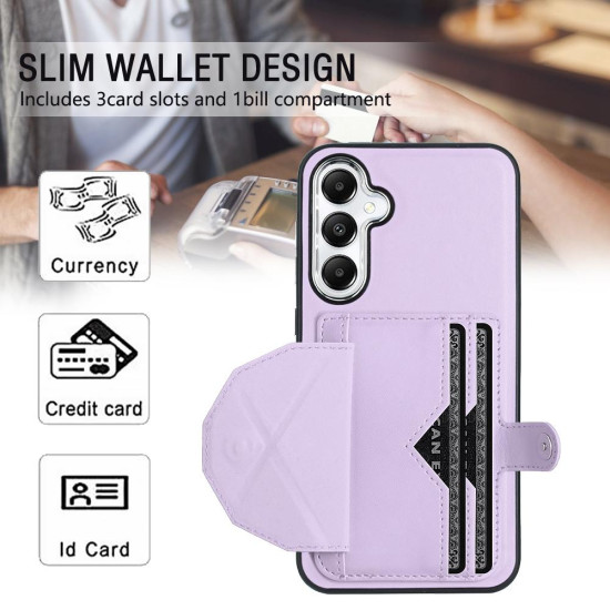 For Samsung Galaxy S24+ 5G Shockproof Leather Phone Case with Card Holder(Purple)