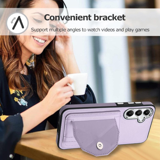 For Samsung Galaxy S24+ 5G Shockproof Leather Phone Case with Card Holder(Purple)