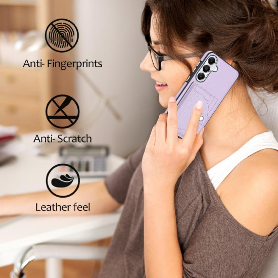For Samsung Galaxy S24+ 5G Shockproof Leather Phone Case with Card Holder(Purple)
