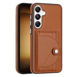 For Samsung Galaxy S24+ 5G Shockproof Leather Phone Case with Card Holder(Brown)