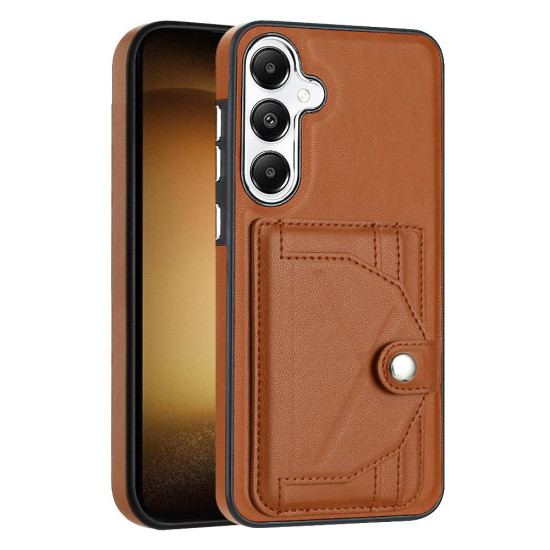 For Samsung Galaxy S24+ 5G Shockproof Leather Phone Case with Card Holder(Brown)