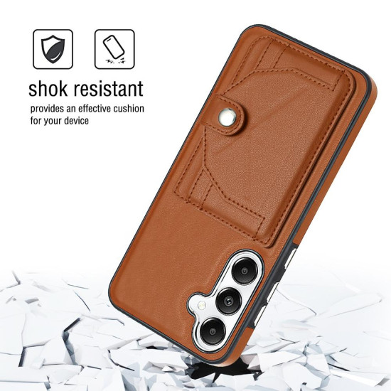 For Samsung Galaxy S24+ 5G Shockproof Leather Phone Case with Card Holder(Brown)