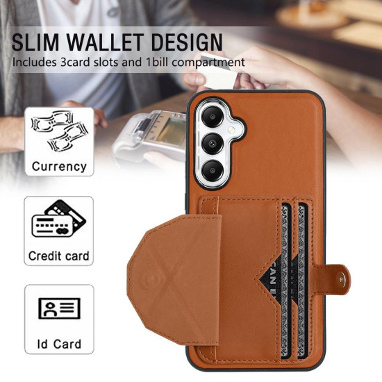 For Samsung Galaxy S24+ 5G Shockproof Leather Phone Case with Card Holder(Brown)