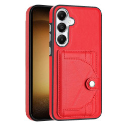 For Samsung Galaxy S24+ 5G Shockproof Leather Phone Case with Card Holder(Red)