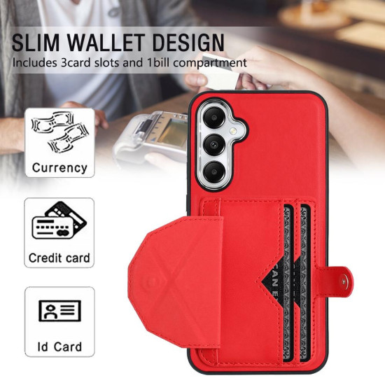 For Samsung Galaxy S24+ 5G Shockproof Leather Phone Case with Card Holder(Red)