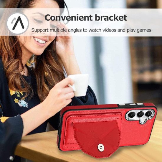 For Samsung Galaxy S24+ 5G Shockproof Leather Phone Case with Card Holder(Red)