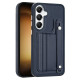 For Samsung Galaxy S24+ 5G Shockproof Leather Phone Case with Wrist Strap(Blue)