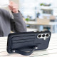 For Samsung Galaxy S24+ 5G Shockproof Leather Phone Case with Wrist Strap(Blue)