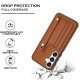 For Samsung Galaxy S24+ 5G Shockproof Leather Phone Case with Wrist Strap(Brown)