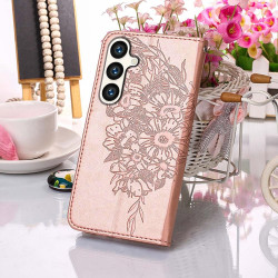 For Samsung Galaxy S24+ 5G Embossed Butterfly Leather Phone Case(Rose Gold)