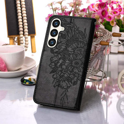 For Samsung Galaxy S24+ 5G Embossed Butterfly Leather Phone Case(Black)