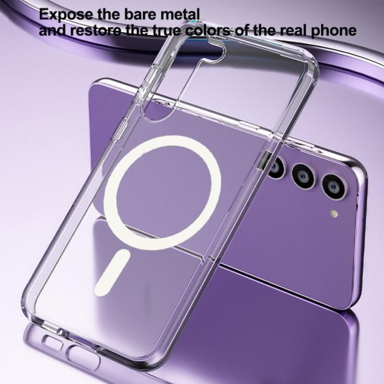For Samsung Galaxy S23+ 5G Terminator Style Glitter Powder MagSafe Magnetic Phone Case(White)