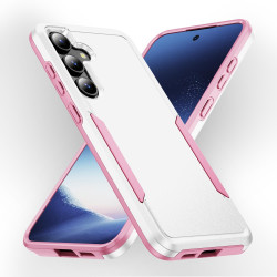 For Samsung Galaxy S24+ 5G Pioneer Armor Heavy Duty PC Hybrid TPU Phone Case(White+Pink)