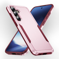 For Samsung Galaxy S24+ 5G Pioneer Armor Heavy Duty PC Hybrid TPU Phone Case(Pink+Rose Red)